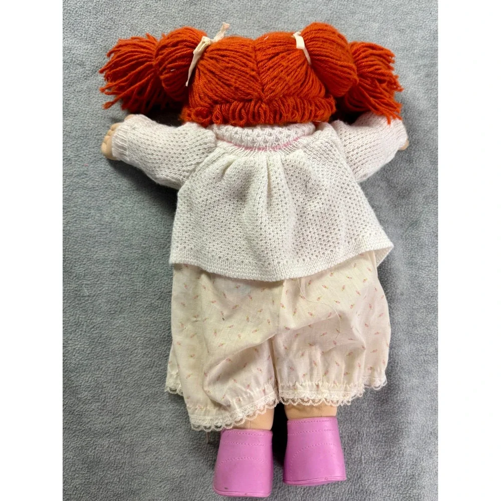 Vintage Cabbage Patch‎ Kids Doll Red Yarn Hair Green Eyes Knit Sweater 16 inch